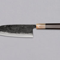 Kurogane Santoku Aogami #2 Kuro-uchi Ebony Blond Buffalo 165 mm