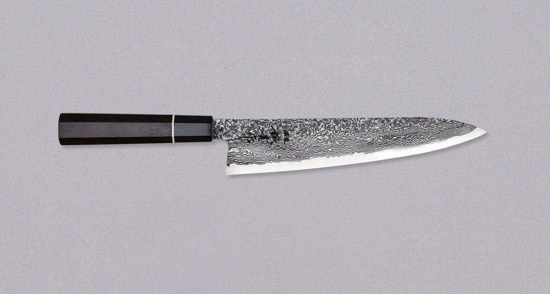 Tanaka Habakiri Gyuto SG2 Damascus Ebony 210 mm_1