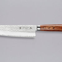 Tamahagane "TSUBAME" Nakiri 180 mm_1 rezilo iz VG-5 nerjavečega jekla, ki ima vzdržljivo in velikim dlanem primerno obliko zahodnega ročaja iz pakka lesa. Izvrsten nož Tamahagane kovačije.