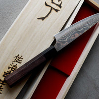 Saji Petty Wa Aogami #2 Rainbow Damascus 135 mm_7