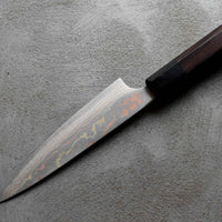 Saji Petty Wa Aogami #2 Rainbow Damascus 135 mm_4