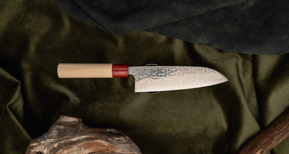 Tsunehisa Santoku Ginsanko Geppaku Damascus 170 mm