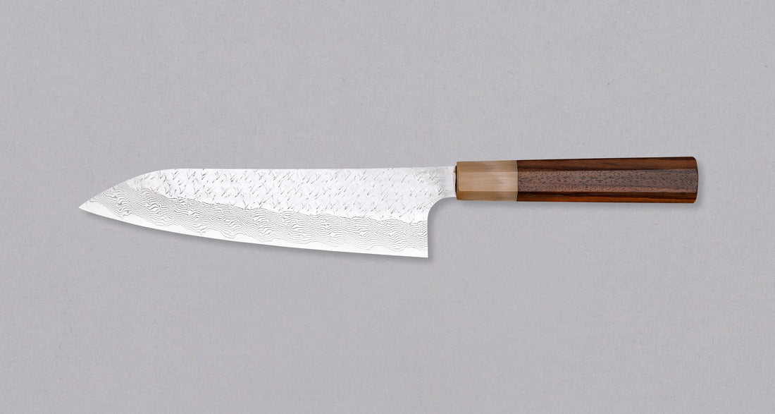 Nigara Gyuto STRIX Damascus Tsuchime Wa Rosewood 210 mm