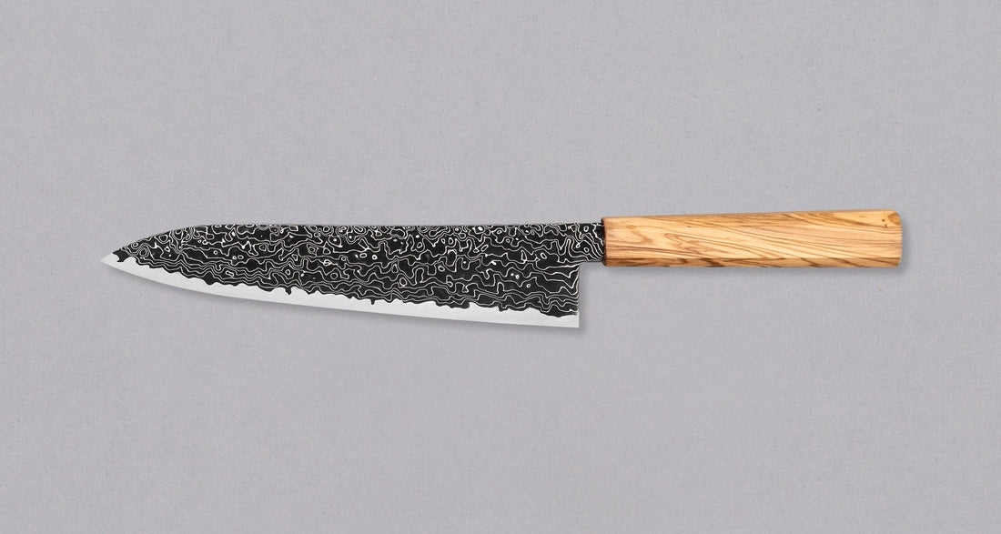 Hatsukokoro Mercury Gyuto Kurozome Damascus 210 mm [Mono Olivewood]