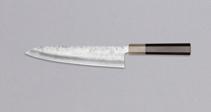 Hokiyama Gyuto Ginsanko Nashiji Ebony Blond Buffalo 210 mm