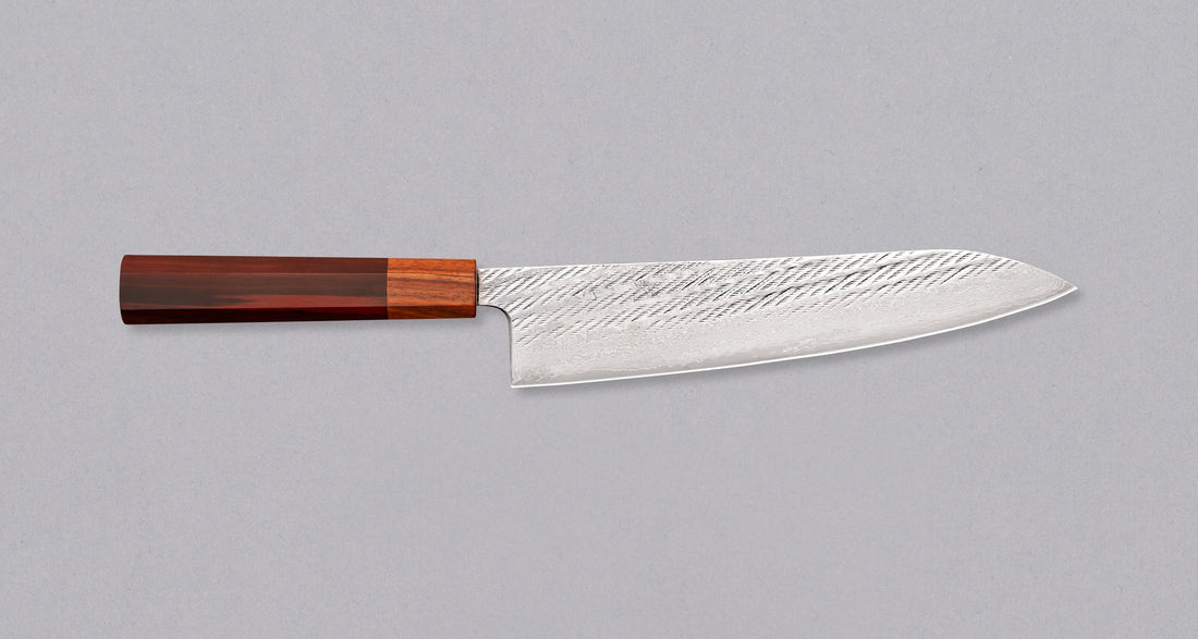 Hokiyama Gyuto Ginsanko Nawame Damascus 210 mm [Kaotan/Rosewood]
