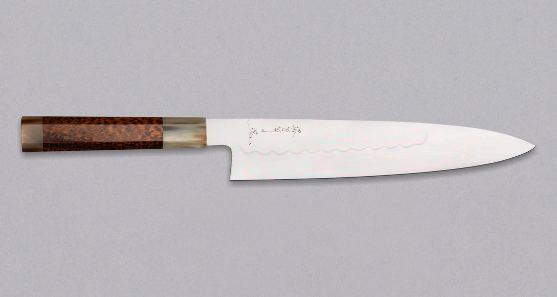 Izumiriki Honyaki Gyuto Shirogami #3 Polished Snakewood 240 mm
