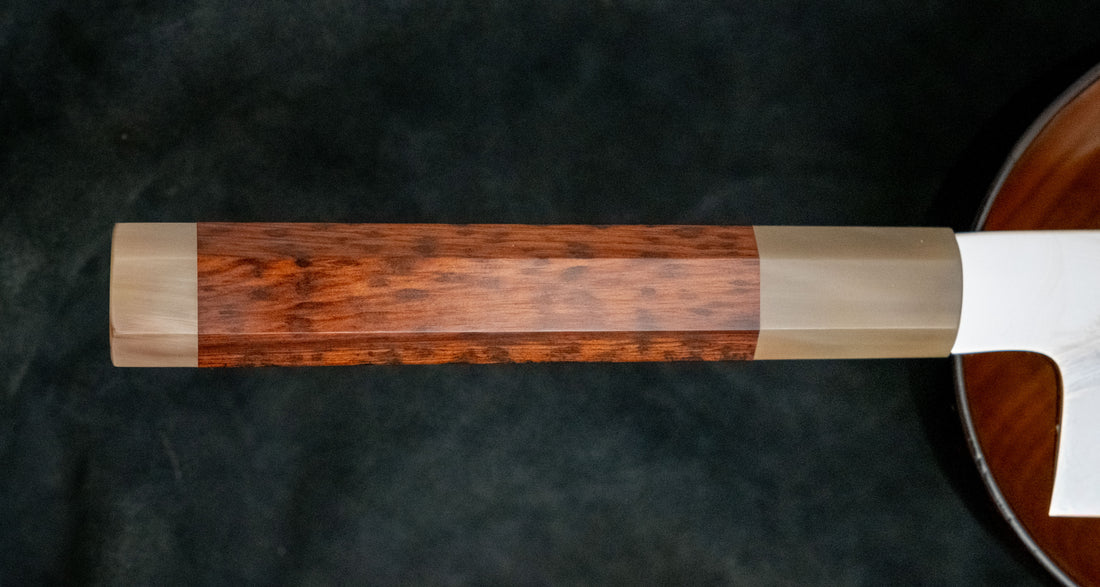 Izumiriki Honyaki Gyuto Shirogami #3 Polished Snakewood 240 mm