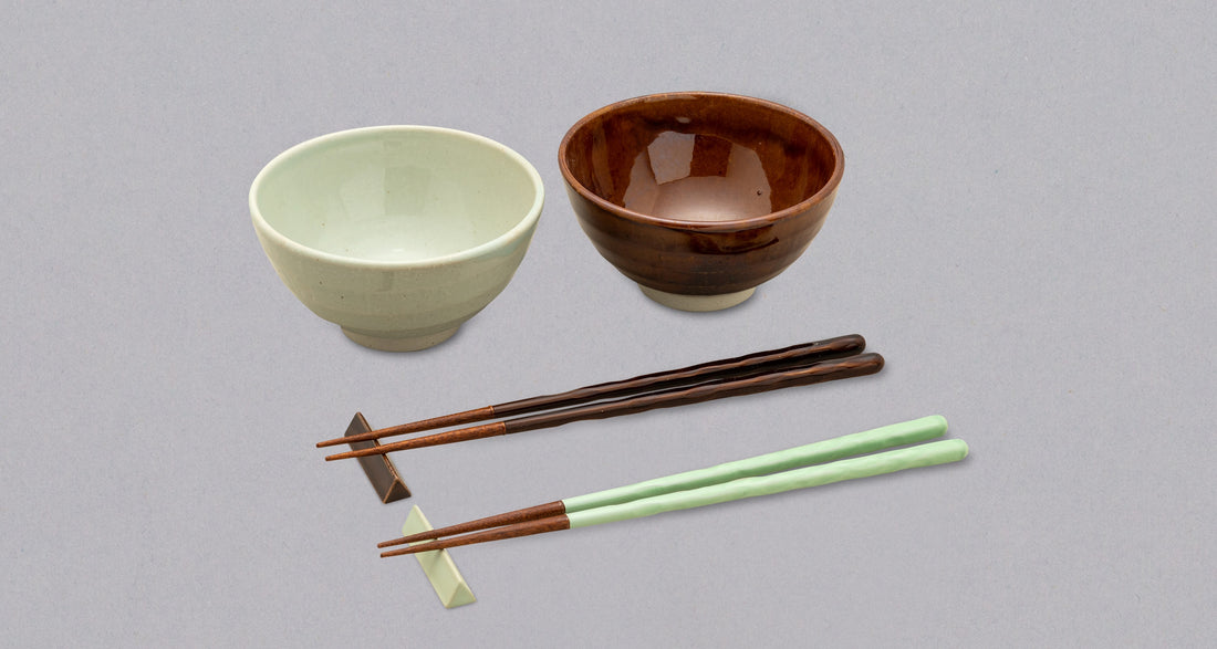 KURABI Mino set skledic in jedilnih palčk – japonska keramika Yusai