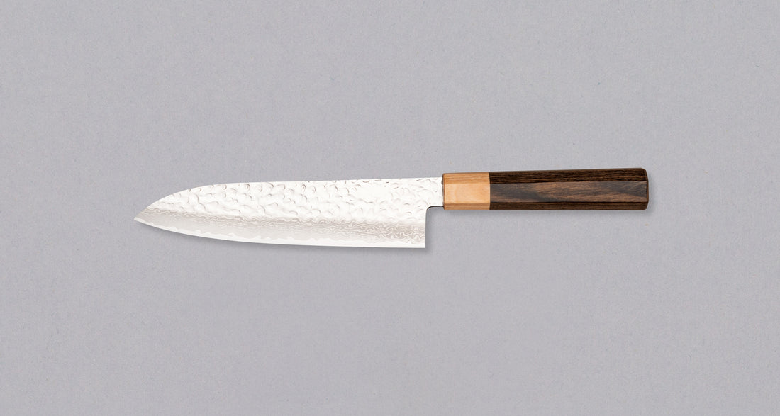 Kotetsu Santoku VG-10 Damascus 180 mm [pakka wood]