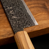 Hatsukokoro Mercury Santoku Kurozome Damascus 180 mm [Mono Olivewood]