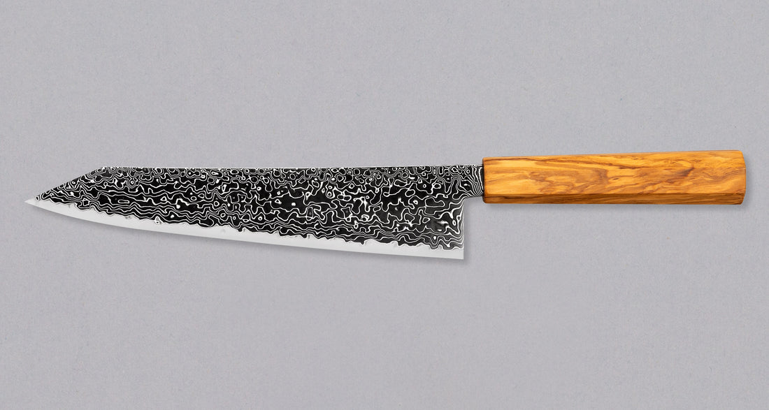 Hatsukokoro Mercury Kiri-Gyuto Kurozome Damascus 240 mm [Mono Olivewood]