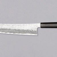 Nigara Kiritsuke Gyuto VG-10 Damascus Tsuchime 240 mm je večnamenski japonski kuhinjski nož, primeren za pripravo mesa, rib in zelenjave. Jedro iz nerjavečega VG-10 jekla zagotavlja dolgotrajno ostrino ter minimalno vzdrževanje. Izjemne lastnosti in videz rezila dopolnjuje ročaj japonskega tipa (Wa) iz luksuzne ebenovine.