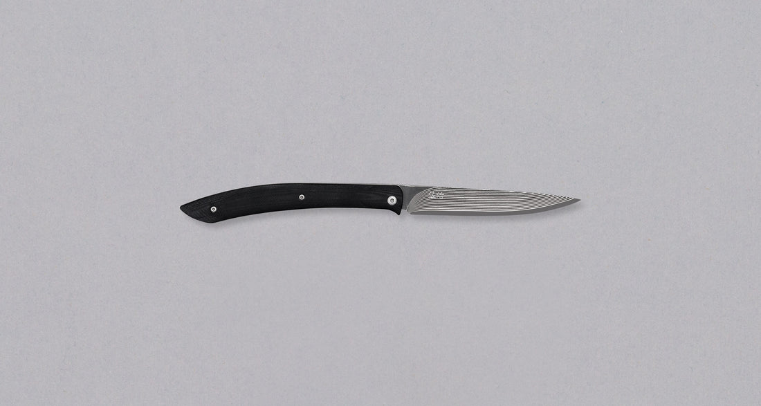 Saji zložljiv nož za zrezke SG2 Damascus 100 mm [Black Micarta]