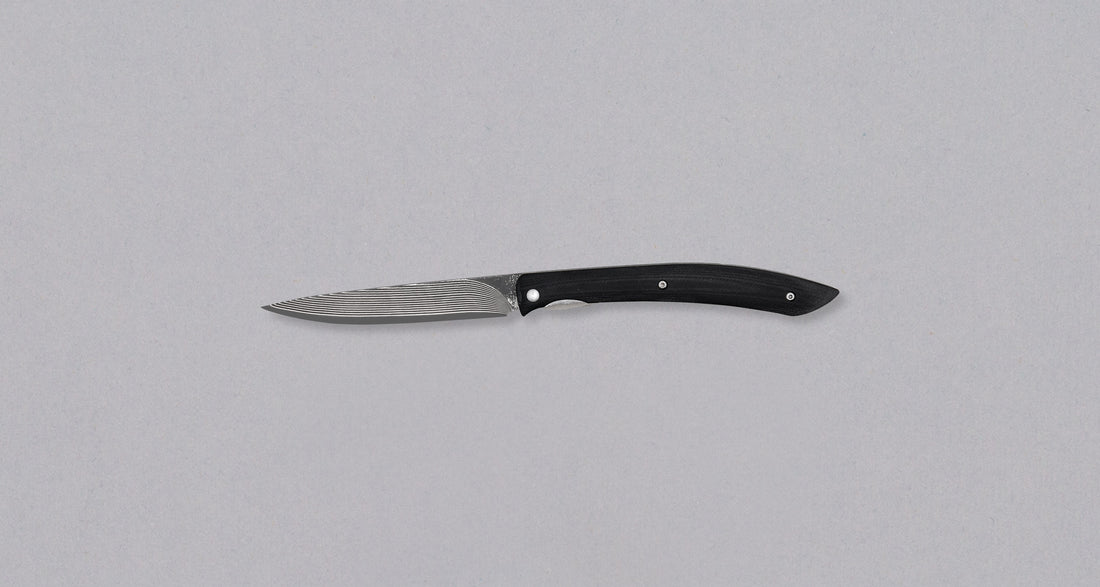 Saji zložljiv nož za zrezke SG2 Damascus 100 mm [Black Micarta]