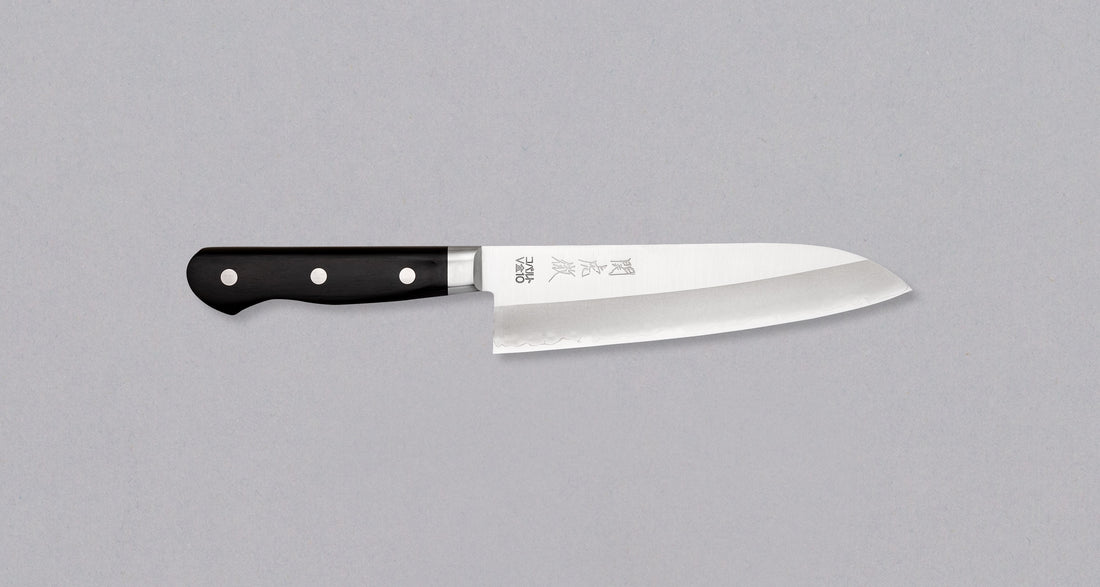 Seki Kotetsu Santoku VG-10 Migaki 180 mm [black pakkawood]