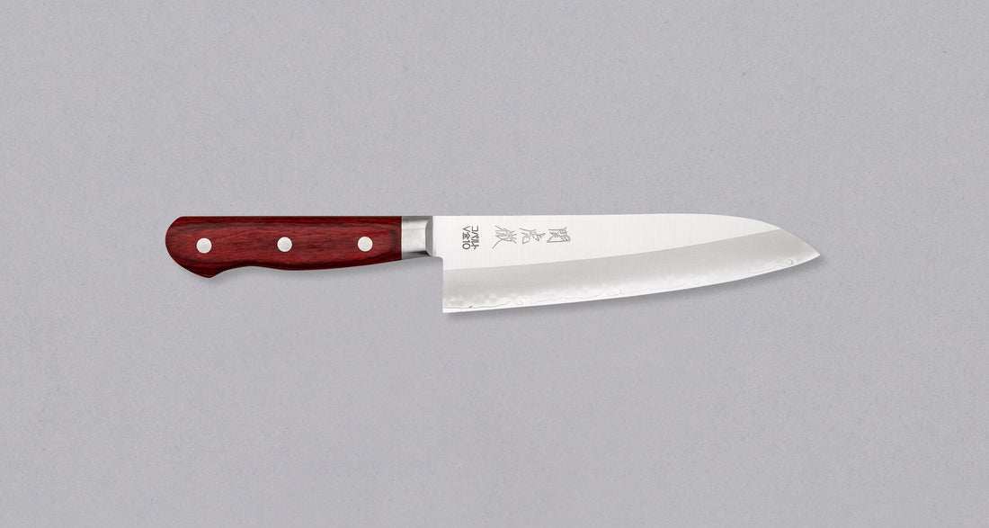 Seki Kotetsu Santoku VG-10 Migaki 180 mm [red pakkawood]