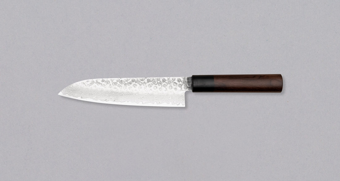 Tsunehisa Santoku VG-10 Damascus Tsuchime 185 mm