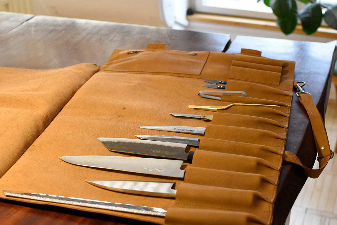 SharpEdge usnjena torba za nože - konjak [10 nožev]_2
